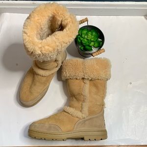 Ugg Sundance II Sheepskin Tall and Fold Revival Winter Boot Sz 9